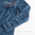 Anti-wrinkle Men's Embroidered Blue Denim Shirt Jacket